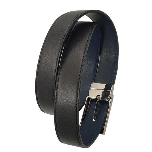 Cintura 3 cm Double Face in vera Pelle - Nero / Blu - ESPERANTOBELTS