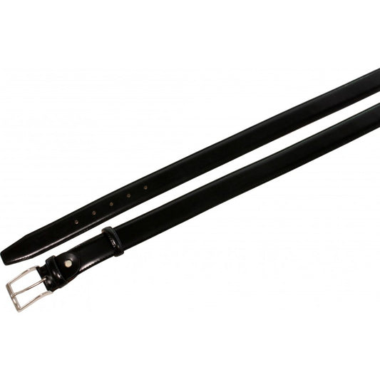 Cintura 3,5 cm in pelle lucida con Fibbia anallergica - Nero