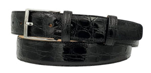 Cintura XXL 4 cm in Vero fianco di Coccodrillo Nero,  Fibbia anallergica  (TAGLIE EXTRALUNGHE)