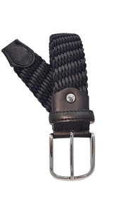 Cintura elastica 3,5 cm a trama obliqua bicolore in Viscosa  ,Fibbia Nichel free - Nero/Antracite - ESPERANTOBELTS
