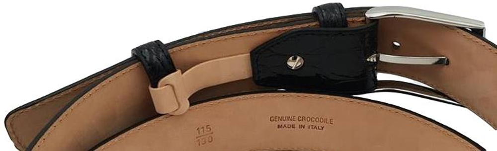 Cintura 3,5 cm in fianco di Coccodrillo Nero con fibbia Nichel free e fodera Nabuk - ESPERANTOBELTS