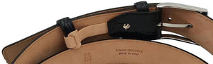 Cintura 4 cm in fianco di Coccodrillo Nero con fibbia Nichel free e fodera Nabuk - ESPERANTOBELTS