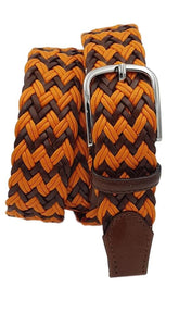 Cintura Bicolore 3,5 cm intrecciata in cuoio e cotone  ( TAGLIE EXTRALUNGHE ) - Arancione - ESPERANTOBELTS