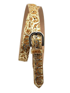 Cintura in Vero Pitone 2,5 cm placcato Metallo - Arancione