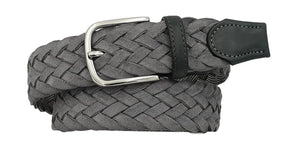 Cintura 3,5 cm intrecciata in pelle scamosciata foderata in cotone con fibbia Nichel free - Grigio - ESPERANTOBELTS