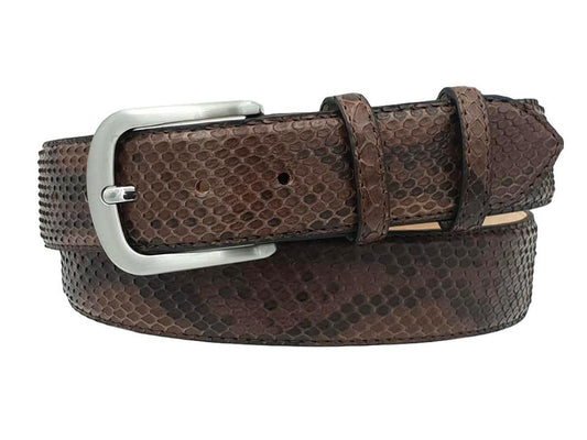 Cintura 4 cm in vera pelle di Pitone colore Moro con fibbia anallergica