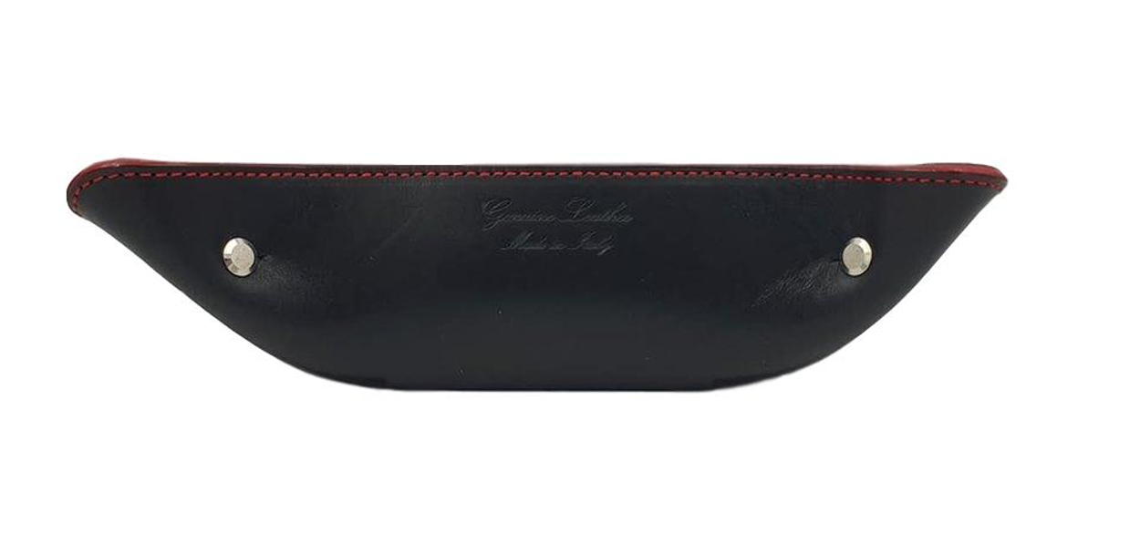 Svuotatasche Deluxe in Cuoio di toro Resistente sfoderato con bordi Rossi - Nero - ESPERANTOBELTS