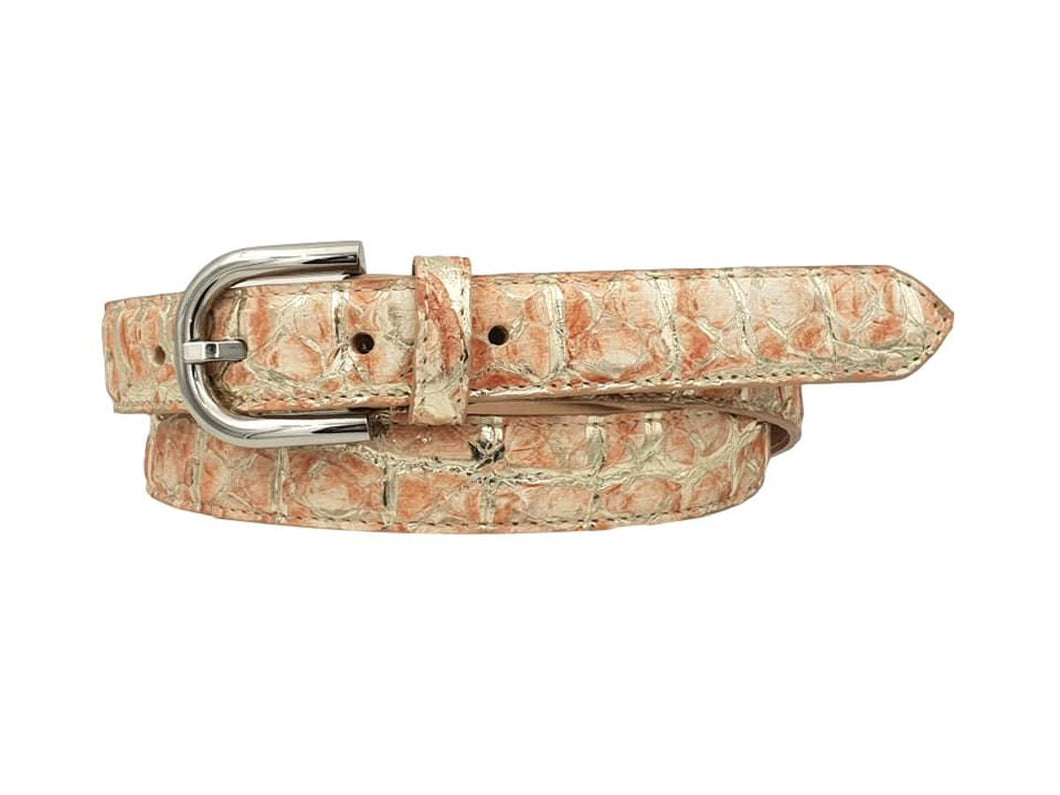 Cintura in Vero Pitone 2,5 cm placcato Metallo - Pesca