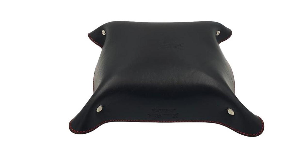 Svuotatasche Deluxe in Cuoio di toro Resistente sfoderato con bordi Rossi - Nero - ESPERANTOBELTS