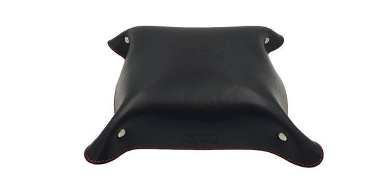 Svuotatasche Deluxe in Cuoio di toro Resistente sfoderato con bordi Rossi - Nero - ESPERANTOBELTS