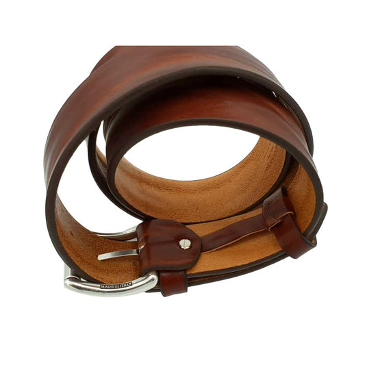 Cintura vero cuoio toro 4 cm con fibbia argento america anallergica - Rum (PICCOLI DIFETTI)