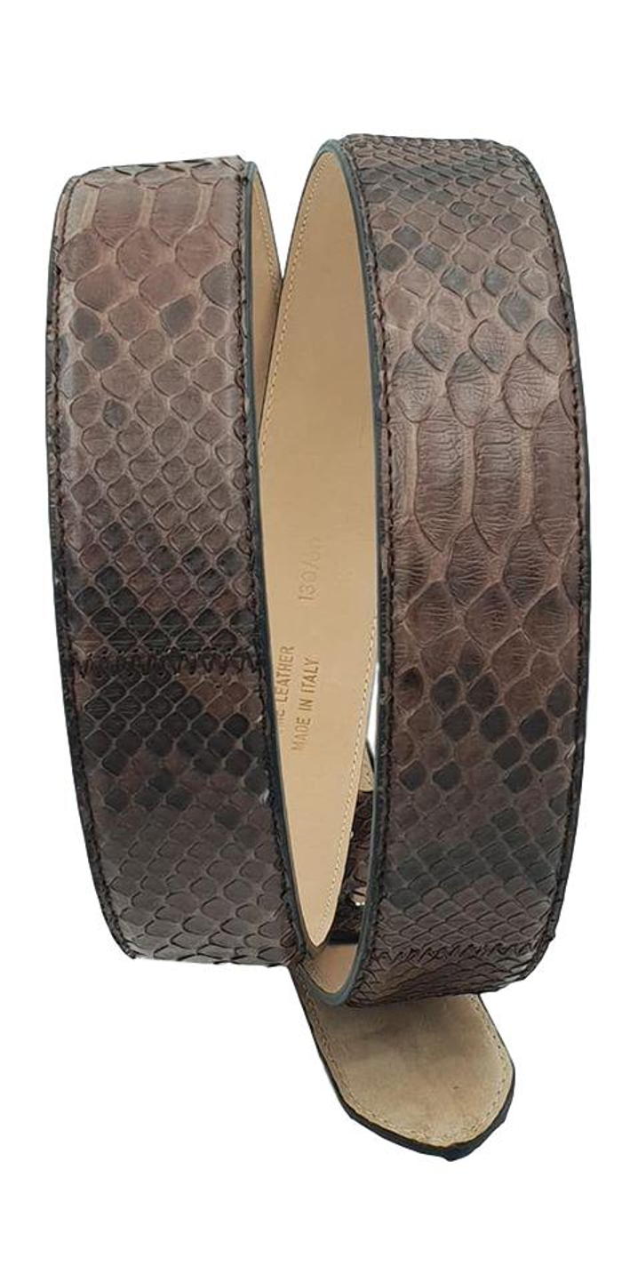 Cintura 4 cm in vera pelle di Pitone Marrone scuro con fibbia Nichel free e fodera Nabuk - ESPERANTOBELTS