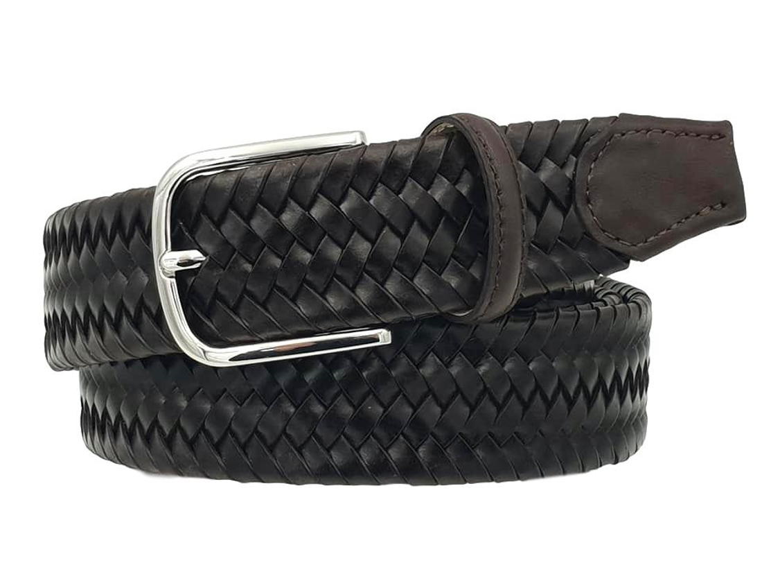 Cintura XXL elastica in cuoio intrecciato 3 ,5 anallergica ( TAGLIE EXTRALUNGHE ) - Moro
