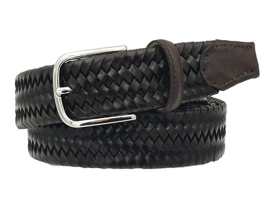 Cintura XXL elastica in cuoio intrecciato 3 ,5 anallergica ( TAGLIE EXTRALUNGHE ) - Moro