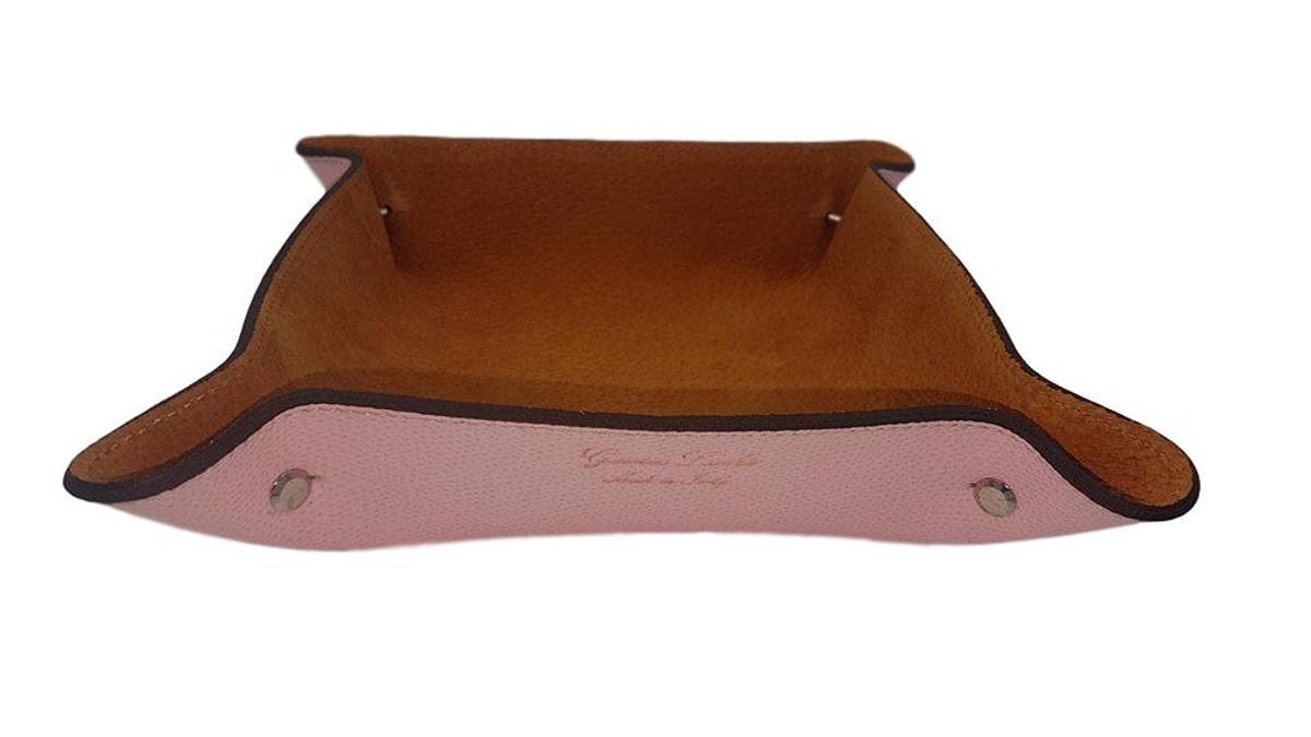 Svuotatasche colorato in vera Pelle foderato in pelle scamosciata - Rosa - ESPERANTOBELTS