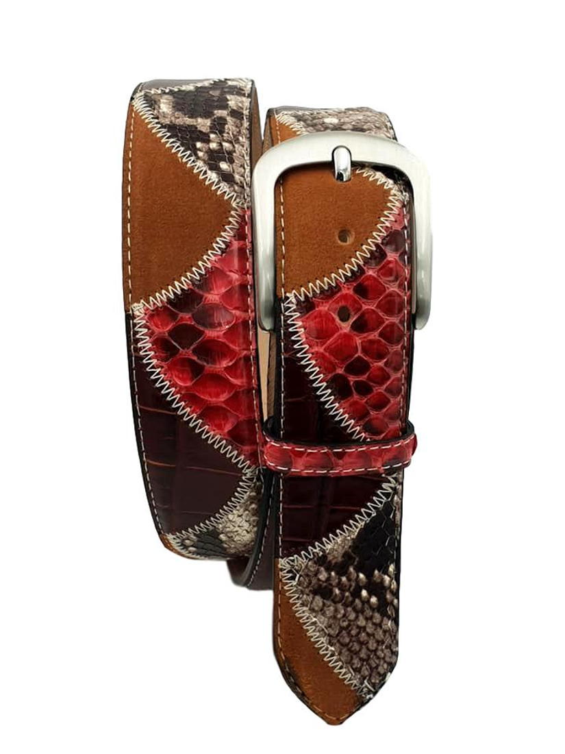 Cintura Rossa 4 cm in Pelle di Pitone e Pelle bovina con fibbia anallergica - ESPERANTOBELTS