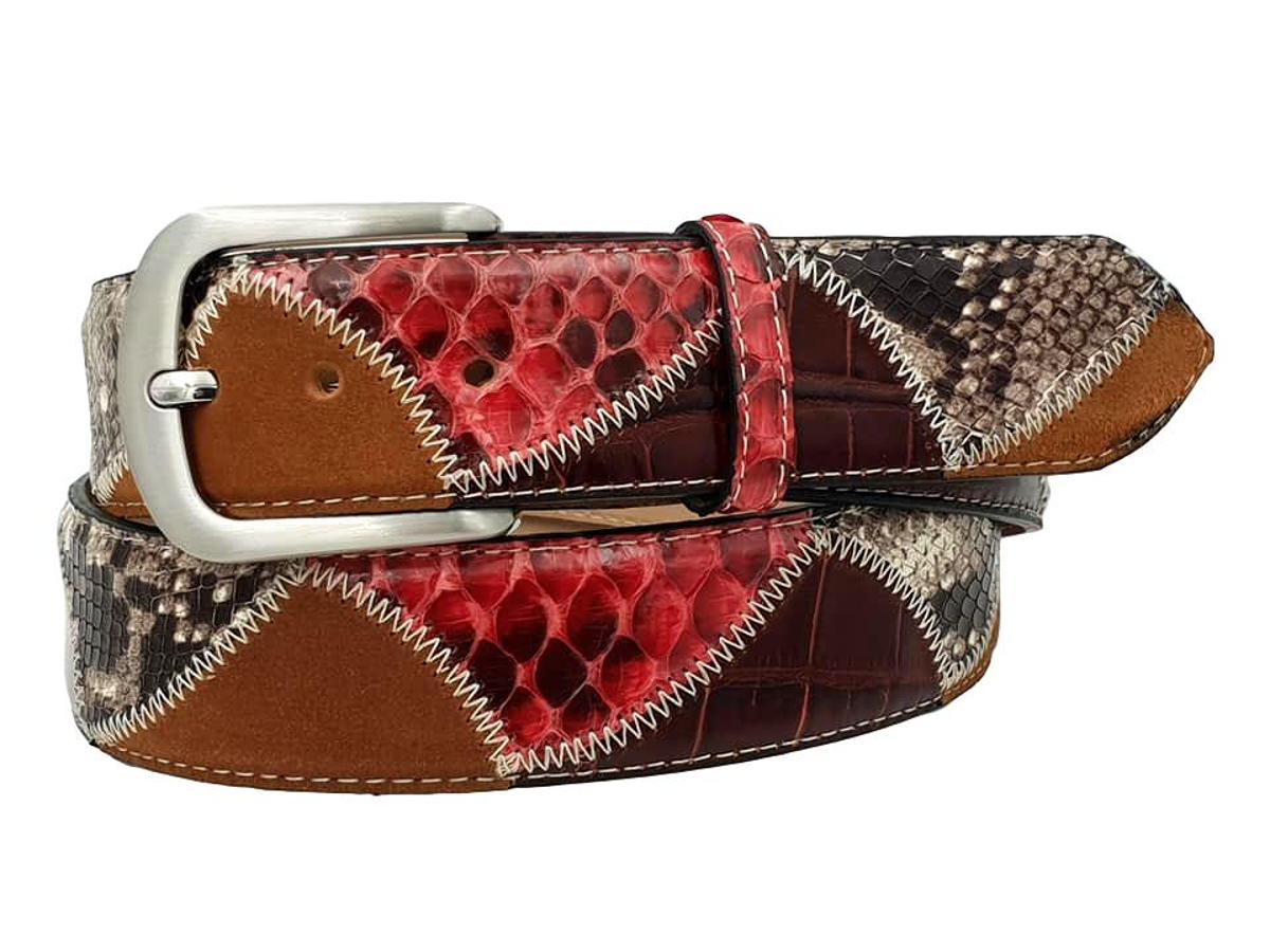 Cintura Rossa 4 cm in Pelle di Pitone e Pelle bovina con fibbia anallergica
