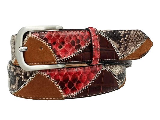 Cintura Rossa 4 cm in Pelle di Pitone e Pelle bovina con fibbia anallergica