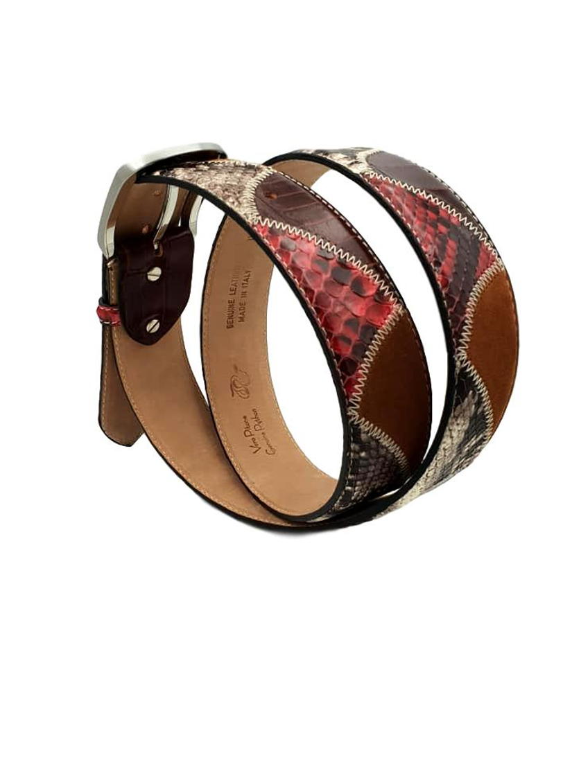 Cintura Rossa 4 cm in Pelle di Pitone e Pelle bovina con fibbia anallergica - ESPERANTOBELTS
