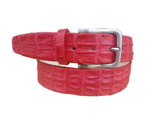 Carica l&#39;immagine nel visualizzatore di Gallery, Cintura 4 cm Rossa in Schiena di Coccodrillo con Fodera Nabuk e Fibbia Nichel free - ESPERANTOBELTS