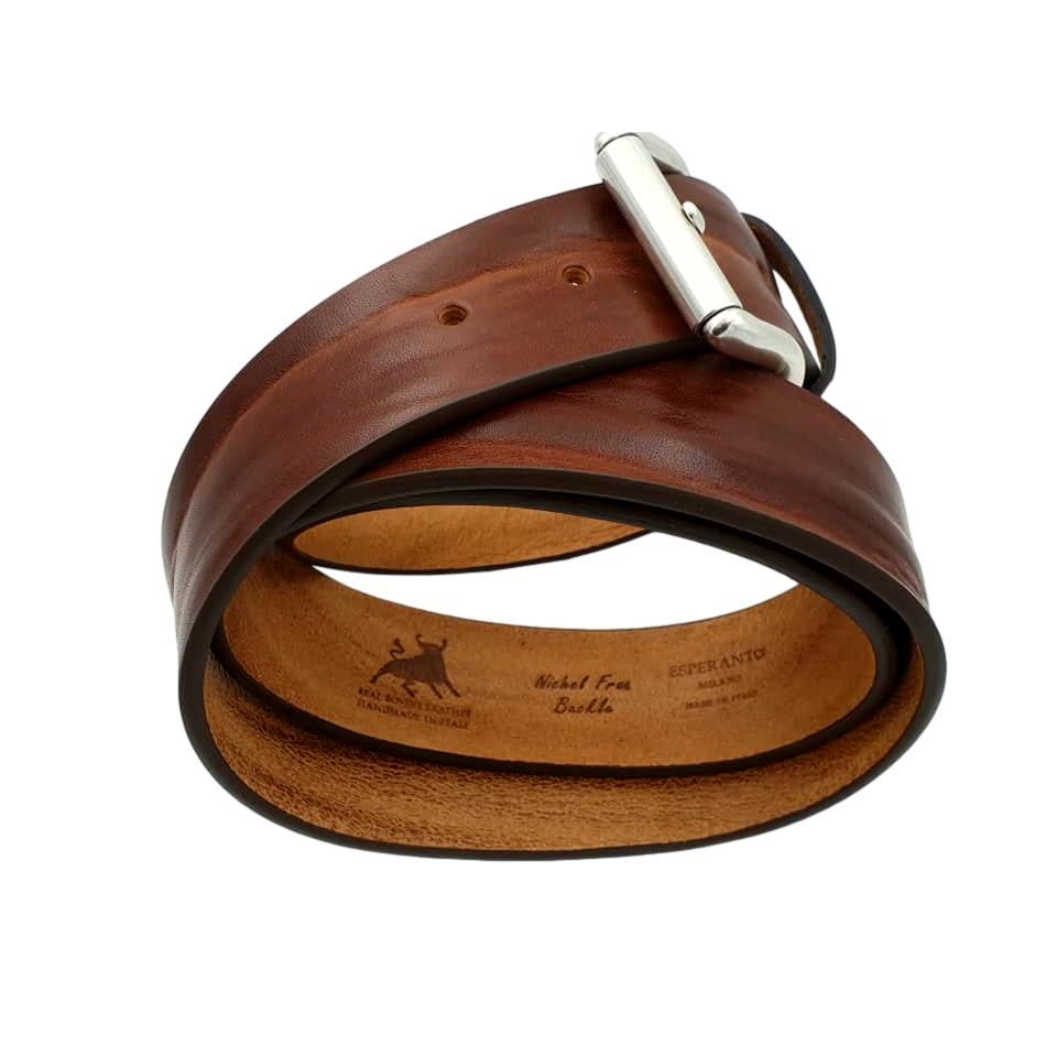 Cintura 4 cm in vero cuoio di toro con fibbia Vintage anallergica (VERSIONE REGALO)