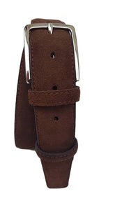 Cintura Uomo 3,5 cm in Pelle Scamosciata , fodera in pelle e fibbia Nichel free - Tabacco - ESPERANTOBELTS