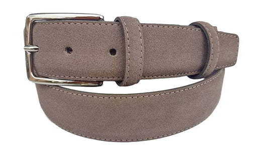 Cintura Uomo 3,5 cm in Pelle Scamosciata , fodera in pelle e fibbia Nichel free - Taupè - ESPERANTOBELTS