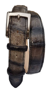 Cintura 3,5 cm in Coda di Coccodrillo Tinta a mano con fodera nabuk e fibbia anallergica