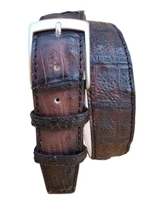 Cintura 4 cm in Coda di Coccodrillo Tinta a mano con fibbia anallergica