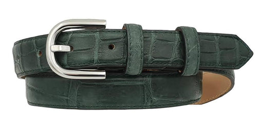 Cintura 2,5 cm per donna in vero Coccodrillo Verde con fibbia Nichel free - ESPERANTOBELTS
