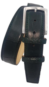 Cintura 4 cm in Coccodrillo Verde Opacizzato con fodera nabuk, doppia cucitura e fibbia Nichel free - ESPERANTOBELTS