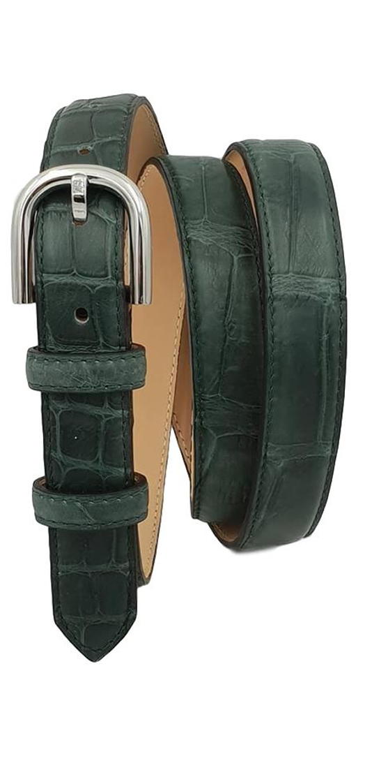 Cintura 2,5 cm per donna in vero Coccodrillo Verde con fibbia Nichel free - ESPERANTOBELTS