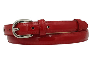 Cintura Bambino in Morbido vitello altezza 2 cm accorciabile - Rosso Vernice