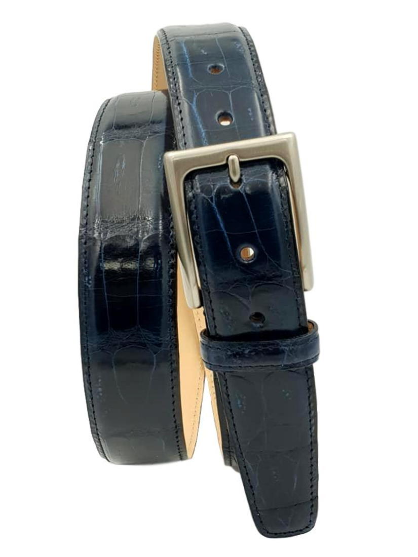 Cintura 3,5 cm in Coda di Coccodrillo Blu con fodera Nabuk e fibbia Nichel free - ESPERANTOBELTS