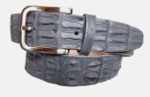 Cintura 4 cm Grigia in Schiena di Coccodrillo con Fodera Nabuk e Fibbia Nichel free - ESPERANTOBELTS