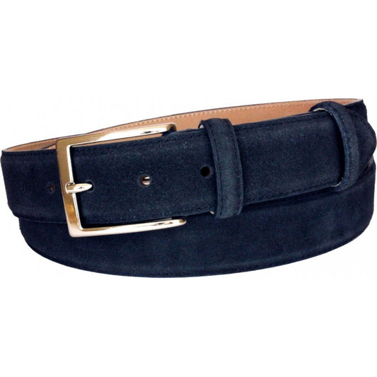 Cintura Uomo 3,5 cm in  Pelle Scamosciata , fodera in Nabuk e fibbia Nichel free - Blu Chiaro - ESPERANTOBELTS