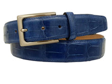 Carica l&#39;immagine nel visualizzatore di Gallery, Cintura 3,5 cm in Coda di Coccodrillo Navy con fodera Nabuk e fibbia Nichel free - ESPERANTOBELTS