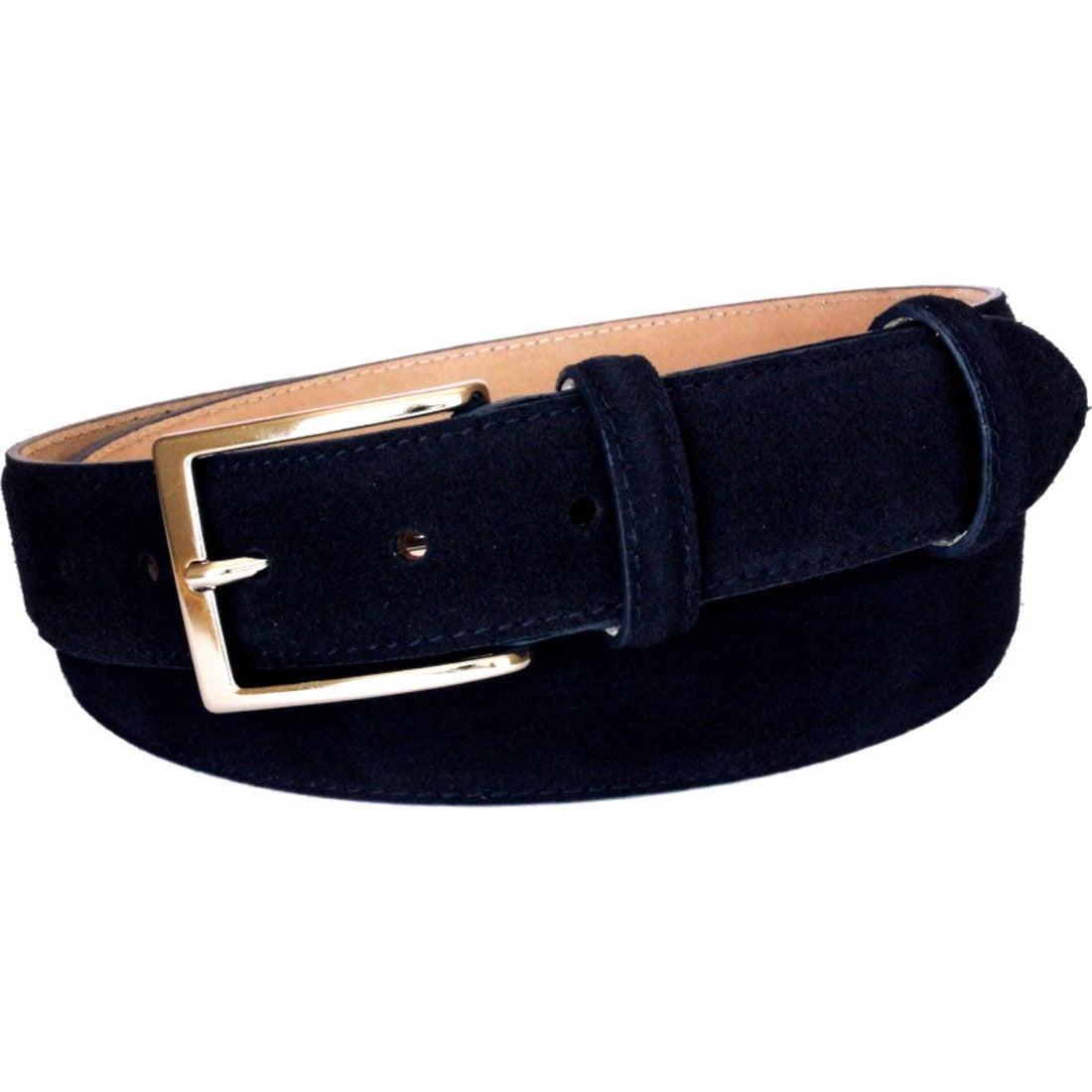 Cintura Uomo 3,5 cm in  Pelle Scamosciata , fodera in Nabuk e fibbia Nichel free - Blu - ESPERANTOBELTS