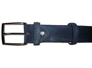 Cintura Uomo 3,5 cm in  Pelle Scamosciata , fodera in Nabuk e fibbia Nichel free - Blu Chiaro - ESPERANTOBELTS