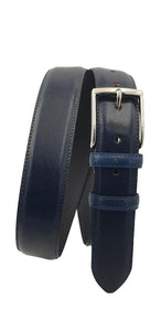 Cintura 3,5 cm in morbido vitello con fodera in pelle e doppio passante - Blu