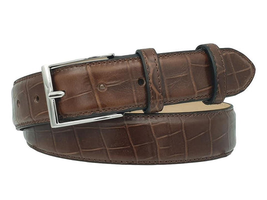 Cintura 3,5 cm Stampato Coda Coccodrillo con fodera in Pelle bovina e Fibbia Nichel free - ESPERANTOBELTS