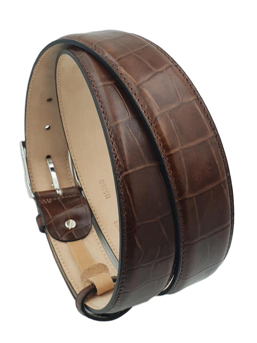 Cintura 3,5 cm Stampato Coda Coccodrillo con fodera in Pelle bovina e Fibbia Nichel free - ESPERANTOBELTS