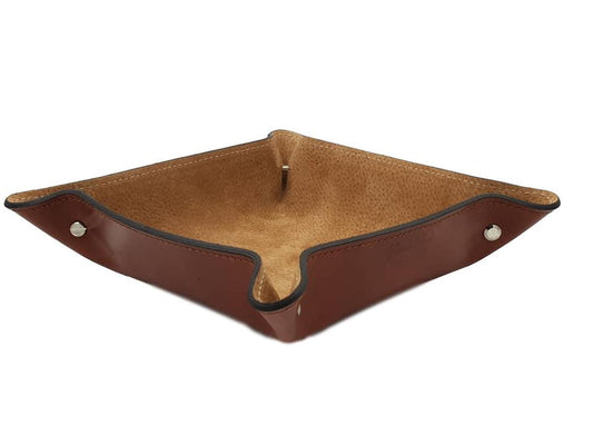 Svuotatasche Fatto a Mano in Vero Cuoio Resistente con Interno Scamosciato - Ciliegio - ESPERANTOBELTS