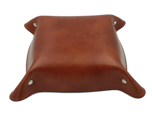Svuotatasche Fatto a Mano in Vero Cuoio Resistente con Interno Scamosciato - Ciliegio - ESPERANTOBELTS