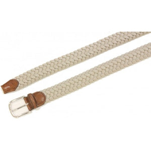 Cintura intrecciata elastica 3,5 cm in viscosa piatta con fibbia Nichel free - Beige - ESPERANTOBELTS