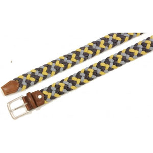Cintura intrecciata elastica 3,5 cm in viscosa piatta con fibbia Nichel free - Blu/Giallo/Ghiaccio - ESPERANTOBELTS