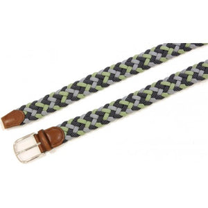 Cintura intrecciata elastica 3,5 cm in viscosa piatta con fibbia Nichel free - Blu/Verde/Ghiaccio - ESPERANTOBELTS