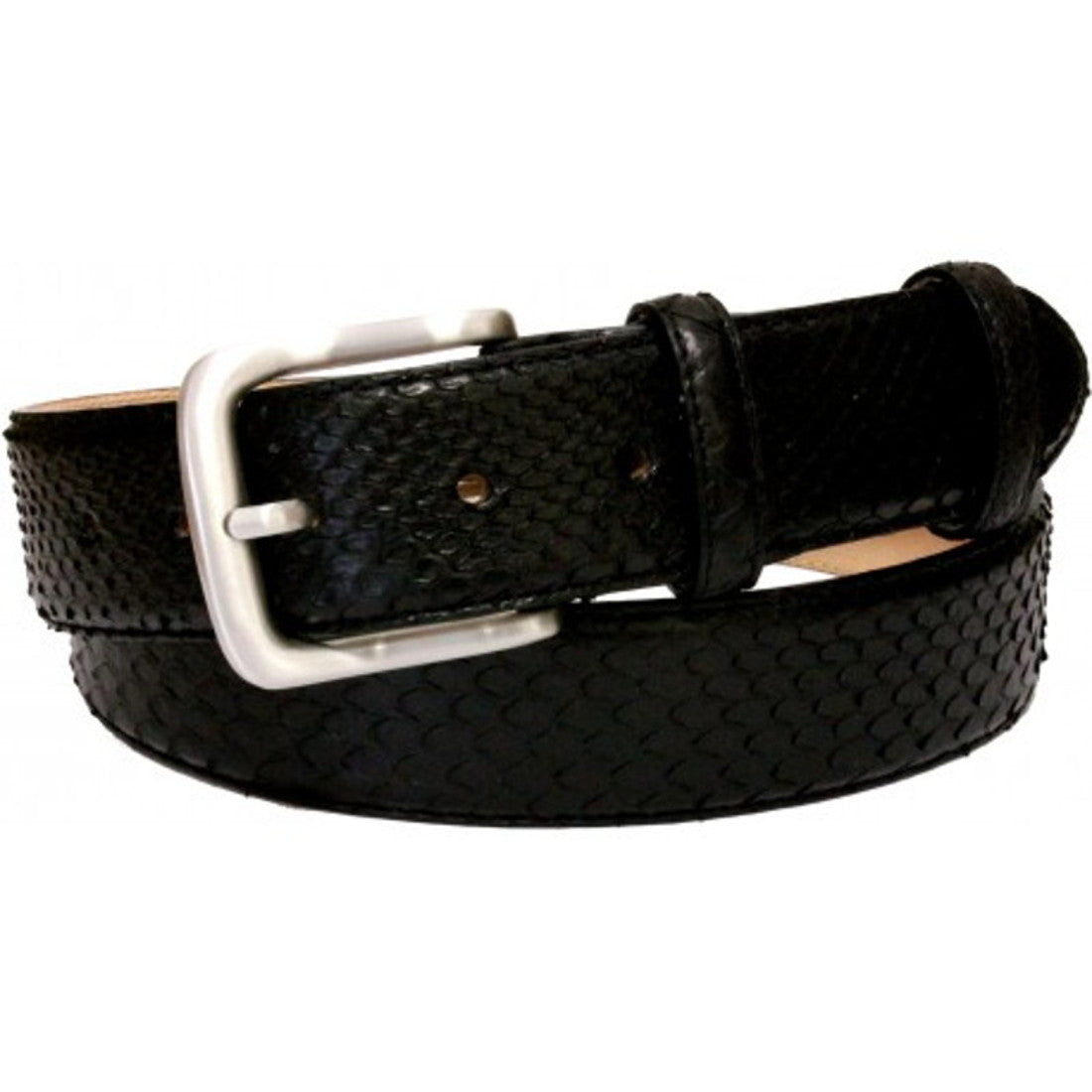 Cintura 4 cm in vera pelle di Pitone colore Nero con fibbia anallergica