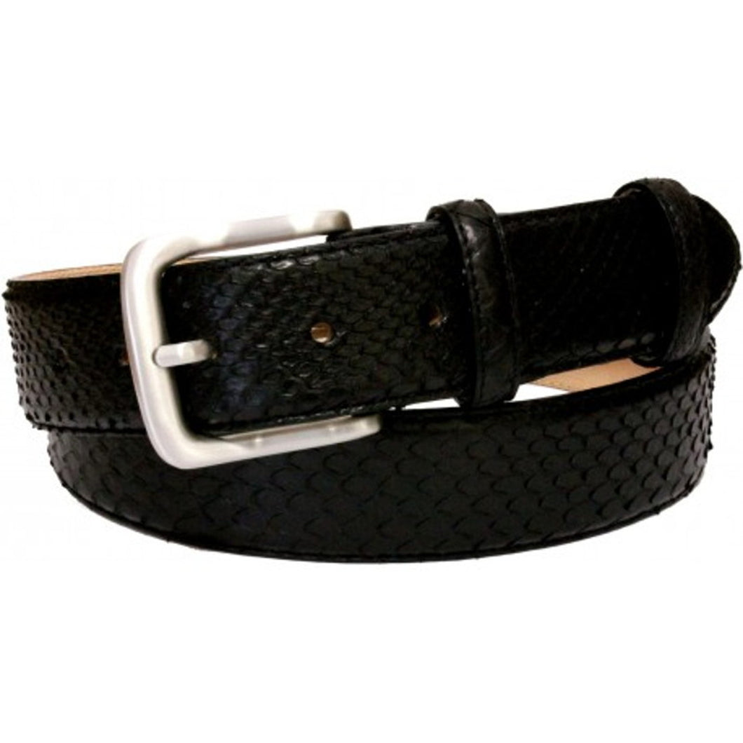 Cintura 4 cm in vera pelle di Pitone colore Nero con fibbia Nichel free e fodera Nabuk - ESPERANTOBELTS