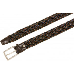 Cintura intrecciata 3,5 cm Bicolore in stringa di pelle con fibbia Nichel free - Moro - ESPERANTOBELTS